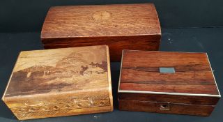 3 Vintage Wooden Boxes 1 Oriental