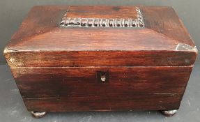 Antique Sarcophagus Shaped Wooden Box