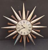 Vintage Metamec Sunburst Wall Clock