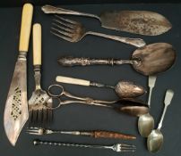 Antique Parcel Flatware Some With Silver Collars