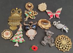 Parcel of 11 Costume Jewellery Brooches