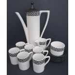 Vintage Portmeirion Coffee Pot 6 Cups & Saucers Sugar & Cream Greek Key