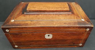 Victorian Wooden Sarcophagus Shaped Sewing Box