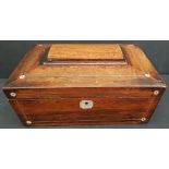 Victorian Wooden Sarcophagus Shaped Sewing Box