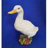 Large Porcelain Bisque China Duck Sitting on Reeds