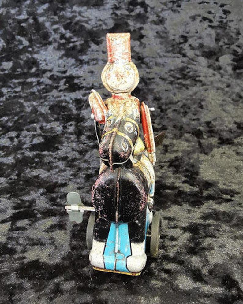 TPS Soldier and Horse Windup Japan clockwork Tin Plate Toy - Image 3 of 7