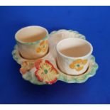 Kensington Ware Pottery Egg Cup Tray c1920 1930 Primula pattern