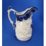 Blue And White Children Playing water jug High Victorian Serving Pottery Tin Glaze Mask Jug