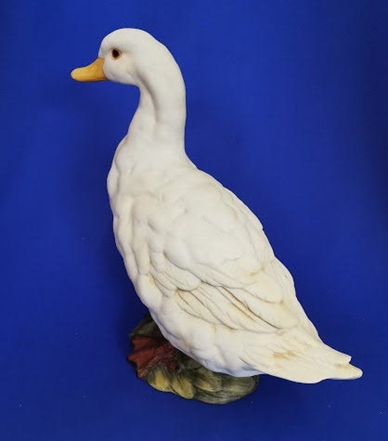 Large Porcelain Bisque China Duck Sitting on Reeds - Image 2 of 5