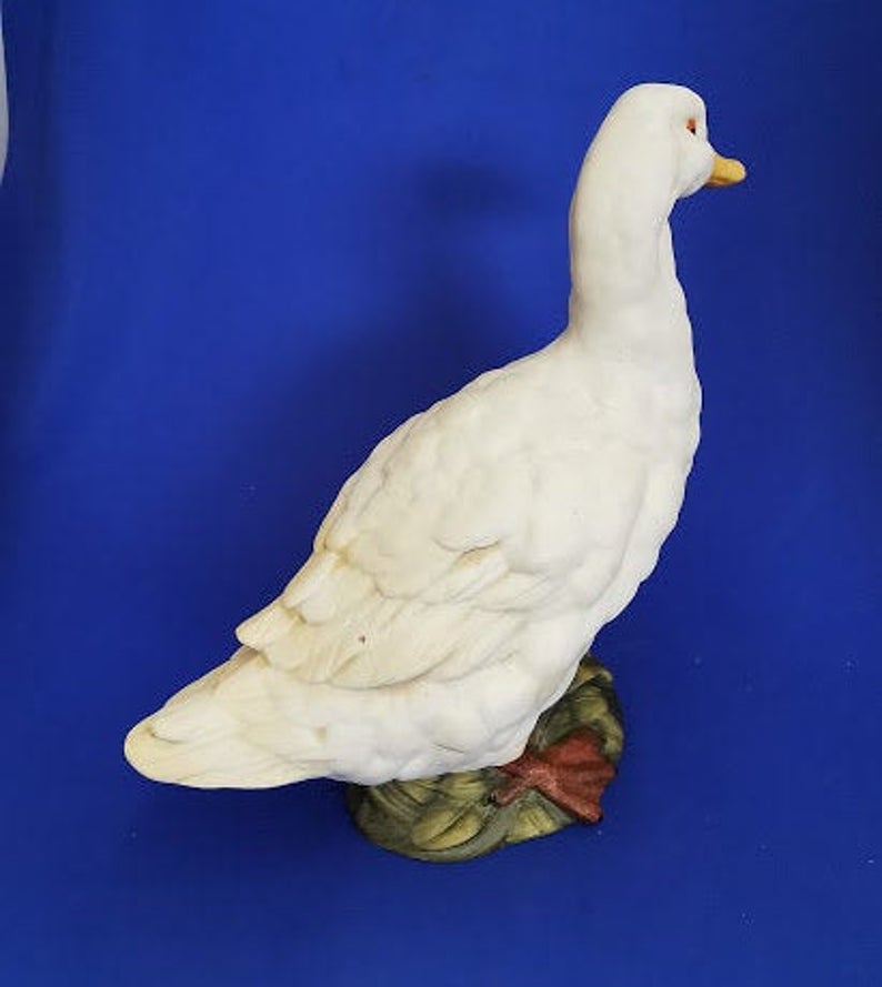 Large Porcelain Bisque China Duck Sitting on Reeds - Image 3 of 5