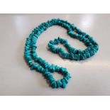 Turquoise Nugget Howlite Stone Necklace Vintage Antique