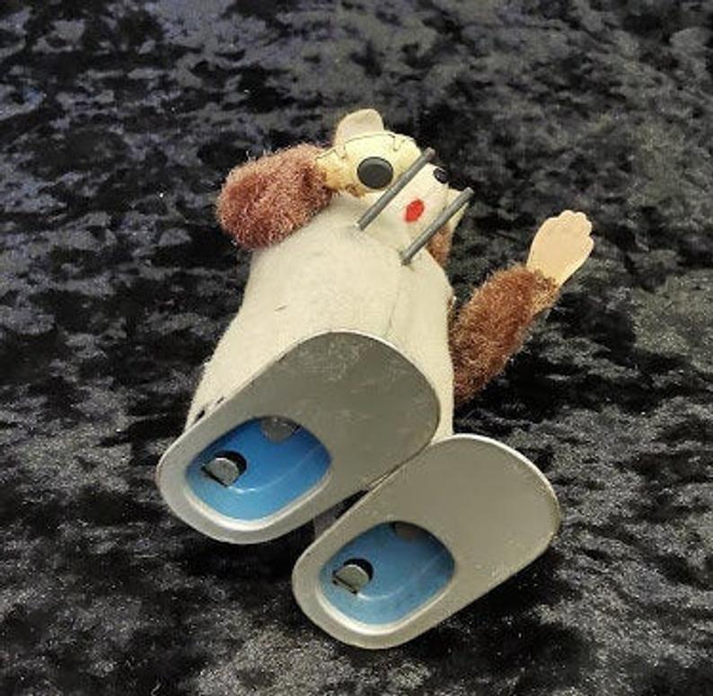 Rare Cubby the Reading Bear mechanical tin wind up toy 1950 Japan Clockwork Tin Plate - Image 6 of 6