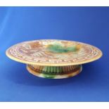 Victorian majolica raised cake or sandwich plate stand