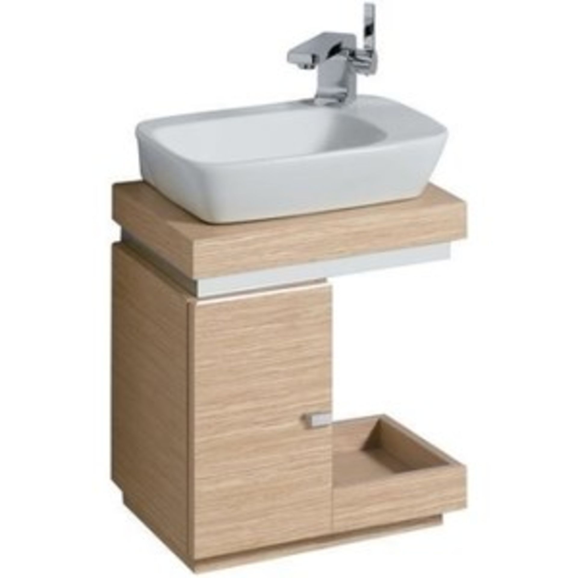 Keramag Silk Oak Hand rinse Basin Vanity Unit with Storage. RRP £1,099.99.816440.Comes complet... - Image 2 of 4