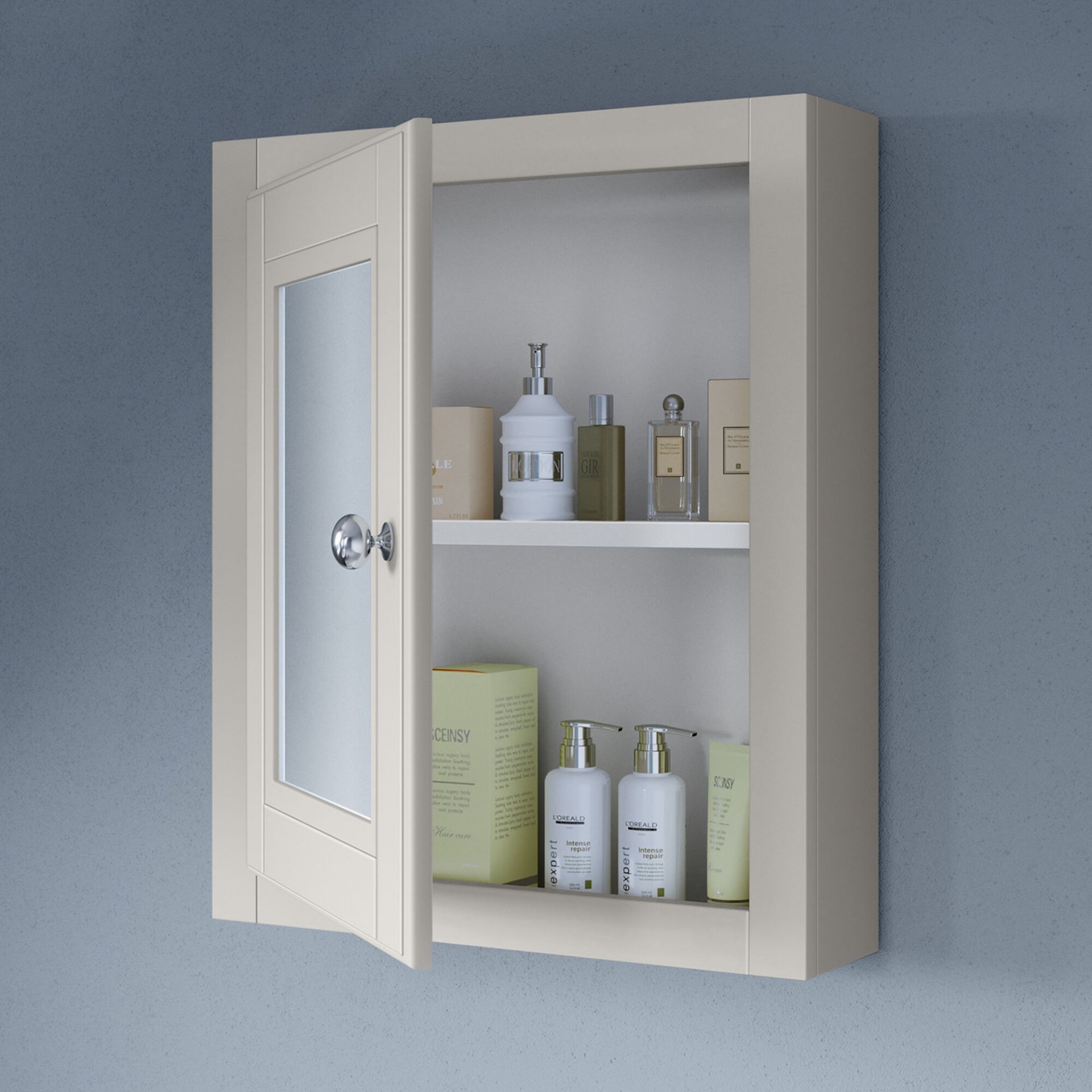 (XX83) 500mm Cambridge Clotted Cream Single Door Mirror Cabinet. RRP £199.99. Traditional aest...( - Image 2 of 4