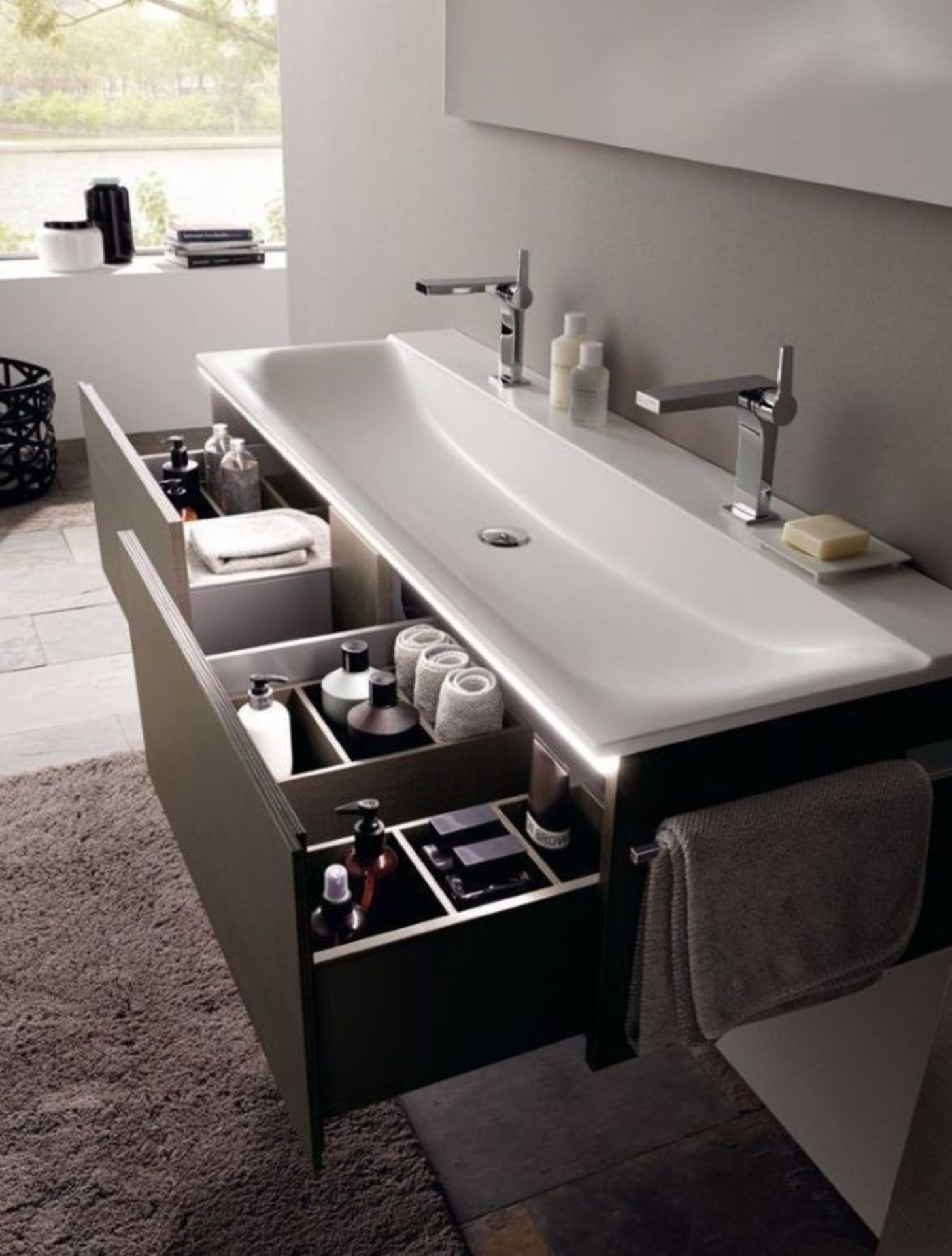 (UR2) Keramag 1595mm Xeno Greige Matt Vanity Unit With 2 Drawers. RRP £1,132.99. Comes complet... - Image 4 of 4