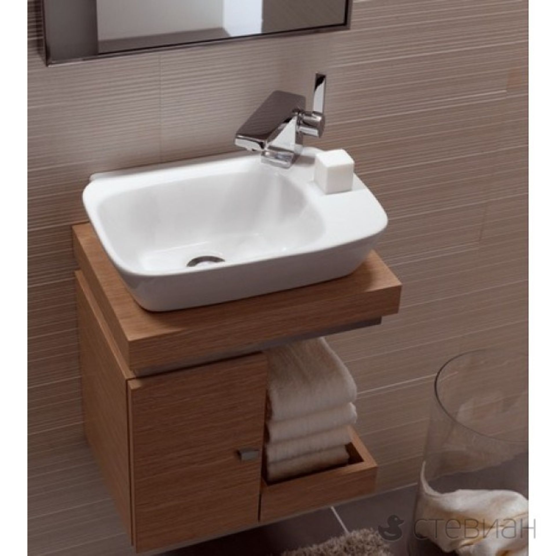 Keramag Silk Oak Hand rinse Basin Vanity Unit with Storage. RRP £1,099.99.816440.Comes complet... - Image 4 of 4