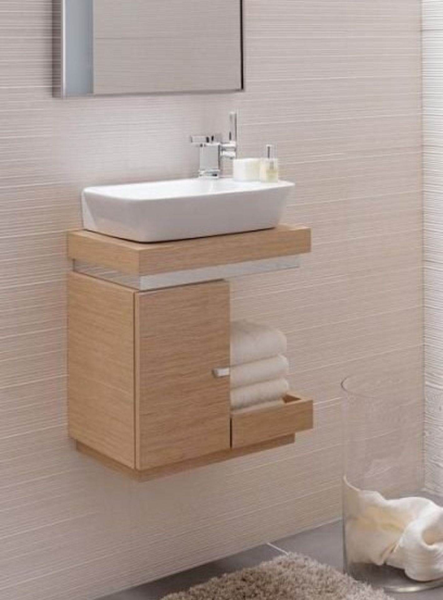 Keramag Silk Oak Hand rinse Basin Vanity Unit with Storage. RRP £1,099.99.816440.Comes complet...