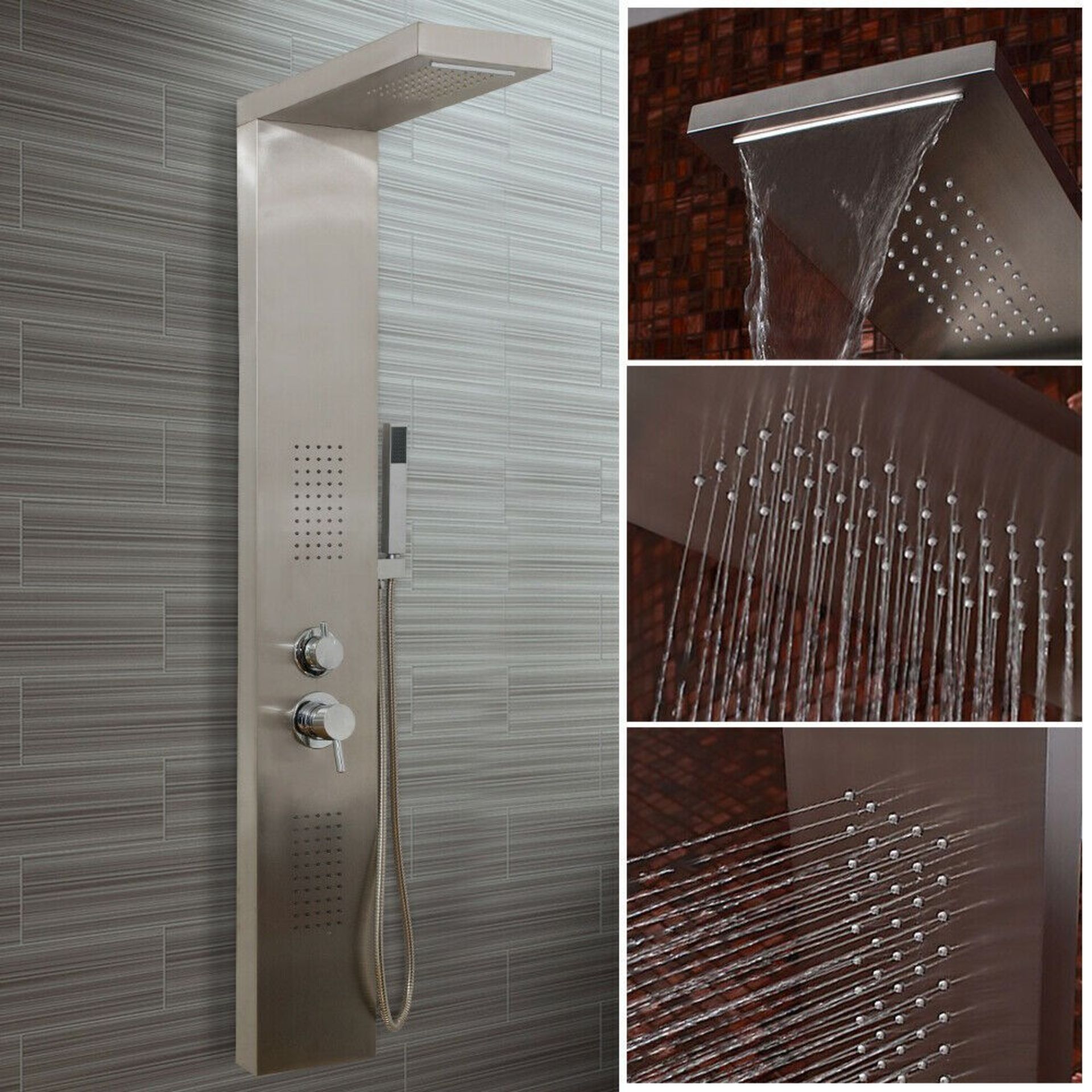 (RC5) Chrome Modern Bathroom Shower Column Tower Panel System With Hand held Massage Jets. RRP ...