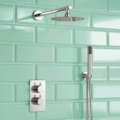 (RC107) 200mm Round Stainless Steel Head And Handheld Thermostatic Mixer Shower Kit. RRP £349....