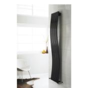 (UR13) 1800x450mm Gloss Black Designer Hudson Reed Wave Radiator. RRP £344.99. Make a splash w...