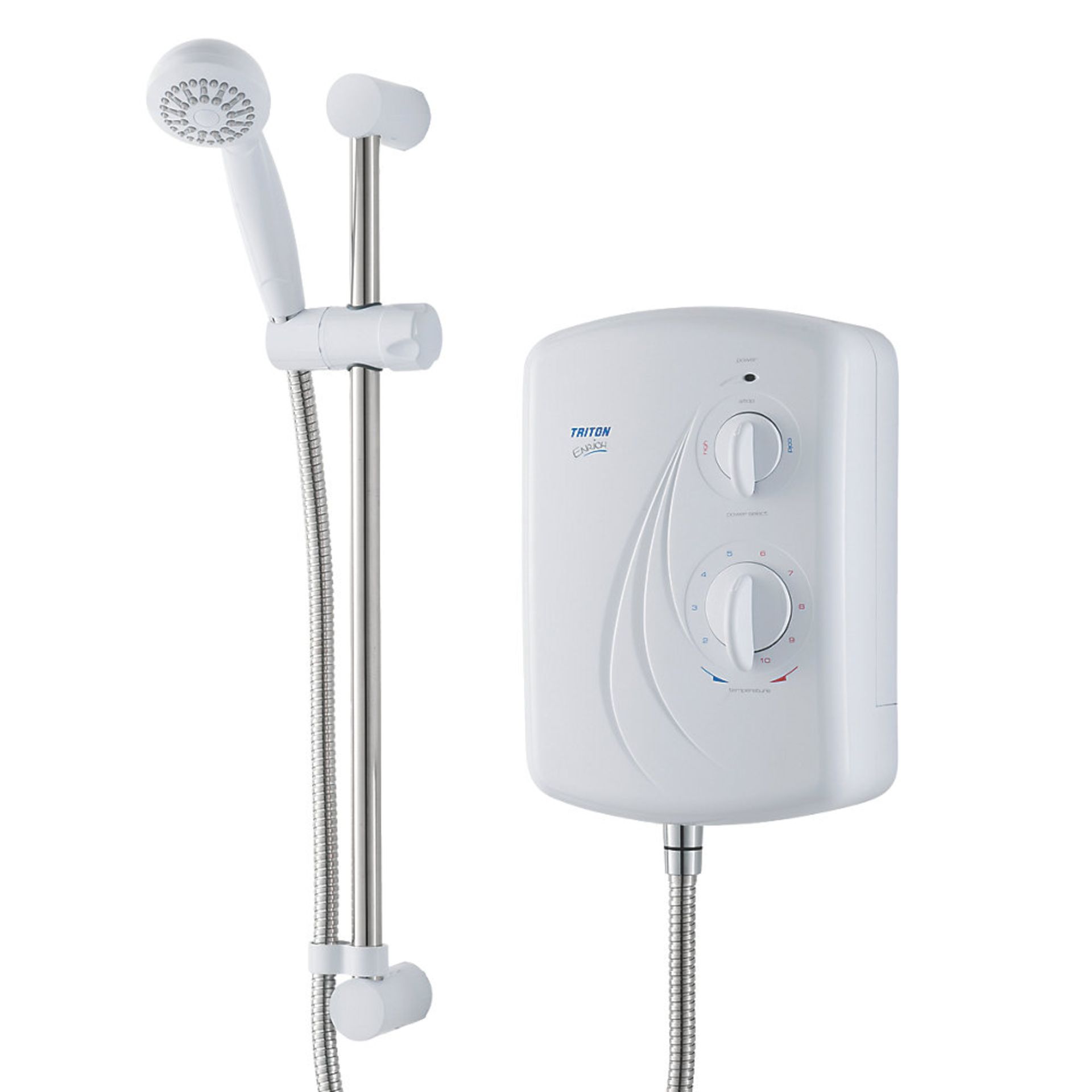 (QP110) TRITON ENRICH WHITE 8.5KW MANUAL ELECTRIC SHOWER. A great value unit that is easy to u...(( - Image 2 of 3