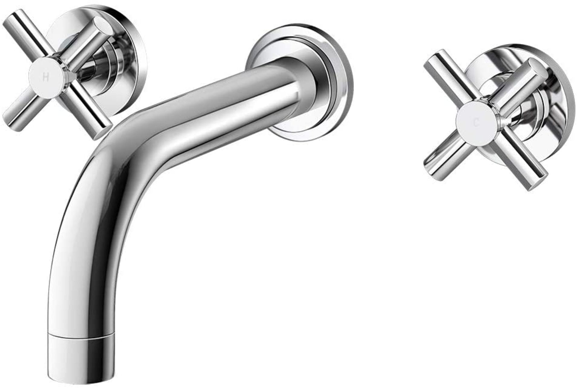 Austin Crosshead Chrome Wall Mounted Sink Mixer. RRP £169.99. Luxurious sleek Chrome finish Ma... - Image 3 of 4