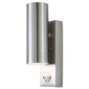(RC115) Blooma Candiac Silver effect LED PIR Motion sensor Outdoor Wall light You can install ...