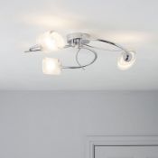 (RC125) Ferro Spiral Silver Chrome effect 3 Lamp Ceiling light The modern but elegant Ferro li...