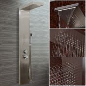 (RC38) Chrome Modern Bathroom Shower Column Tower Panel System With Hand held Massage Jets. RRP...