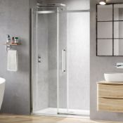 (QP181) 1400mm - 8mm Designer Frameless EasyClean Sliding Shower Door. RRP £473.99.8mm EasyCl...