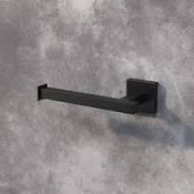 (RC164) Matte Black Toilet Roll Holder Wall Mounted Square Bathroom Accessory. Stylish modern d...