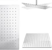 (HM130) 16 Inch Square Fixed Rainfall Shower Head Easy Clean Stainless Steel Swivel Joint. Craf...