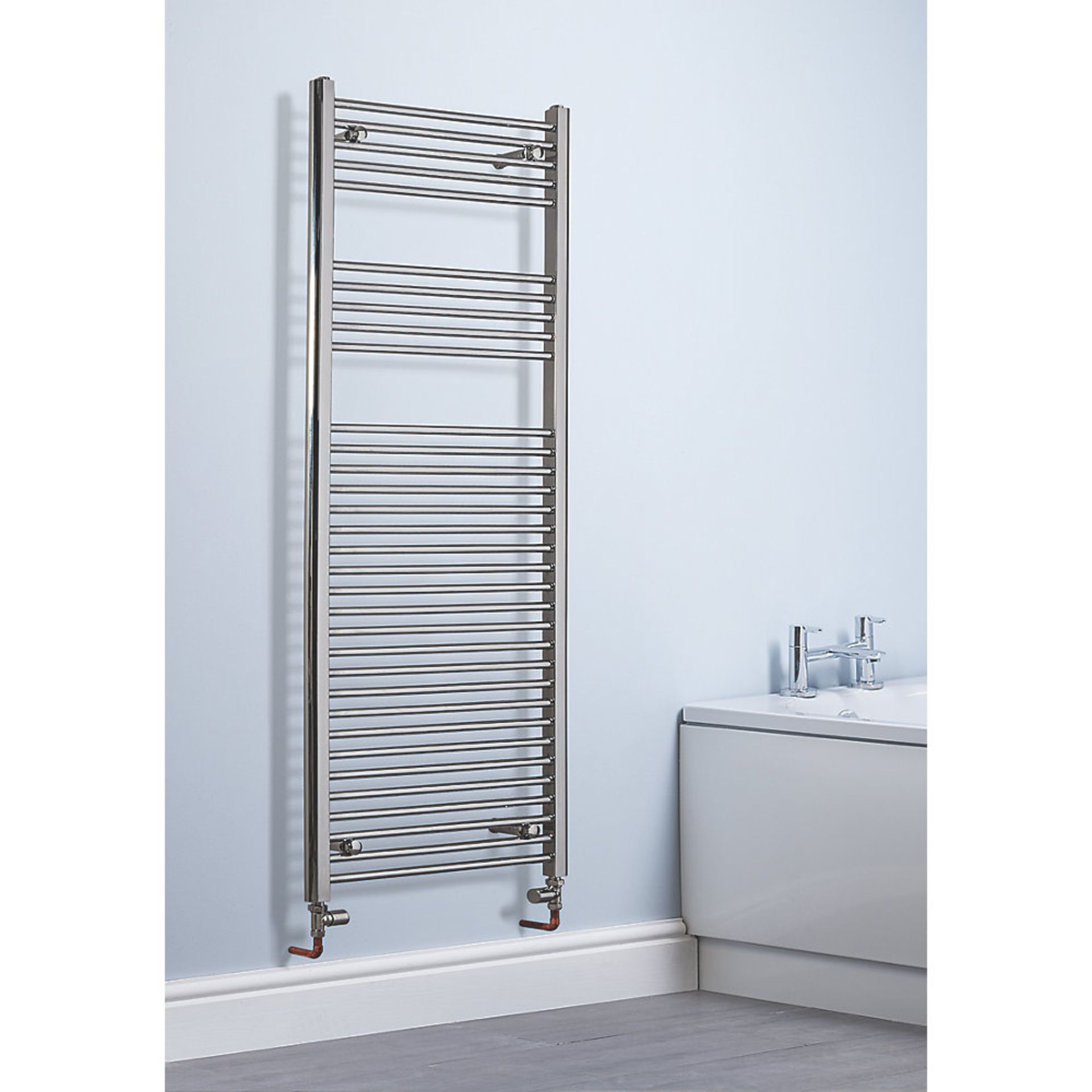 (HM59) 1600x600mm Chrome Towel Rail Radiator. RRP £279.99. High quality chrome-plated steel co...