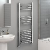 (HM87) 1100x500mm - 20mm Tubes - Chrome Curved Rail Ladder Towel Radiator. RRP £259.99.Made fr...