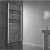 (HM137) 1200x600mm Chrome Towel rail Radiator. RRP £164.99. Flat Front Chrome-Plated Steel Co...