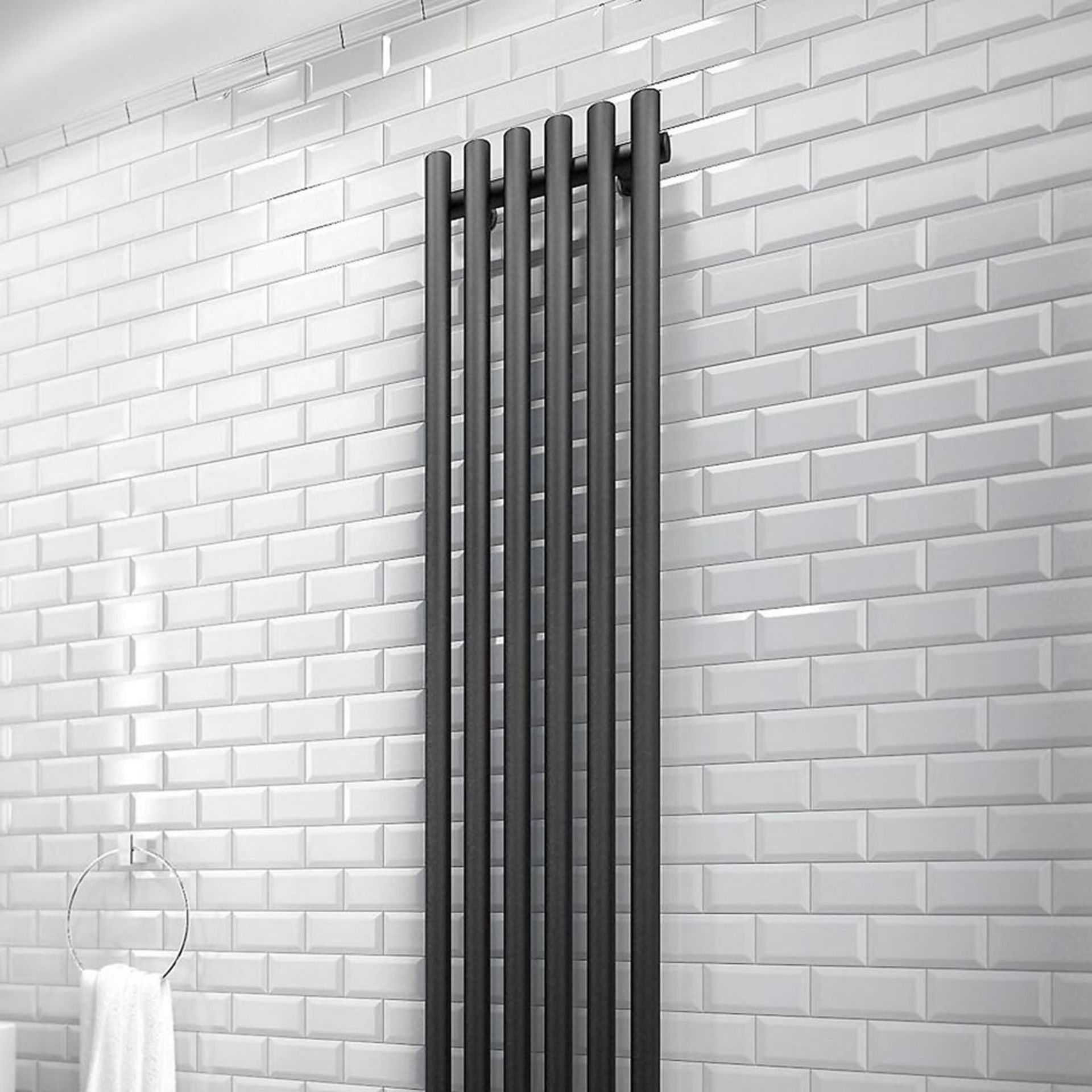 (HM13) 1800x490mm Terma Tune Vertical Designer radiator Metallic black Matt. RRP £479.99. Disc... - Image 2 of 2