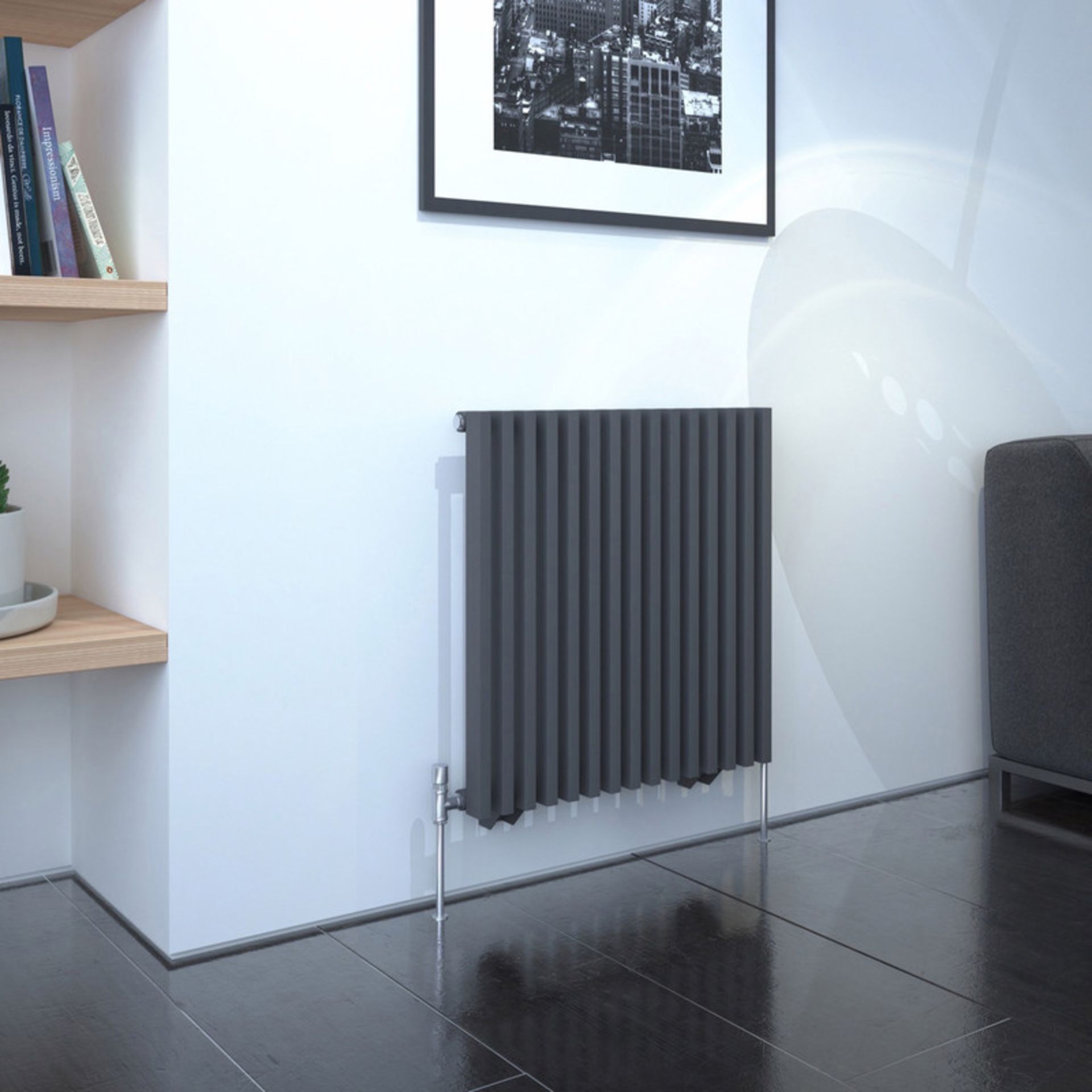 (HM25) 580x600mm Anthracite Xylo Designer Square Radiator. High performance radiator with simpl...