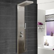 (HM69) Chrome Modern Bathroom Shower Column Tower Panel System With Hand held Massage Jets. RRP...