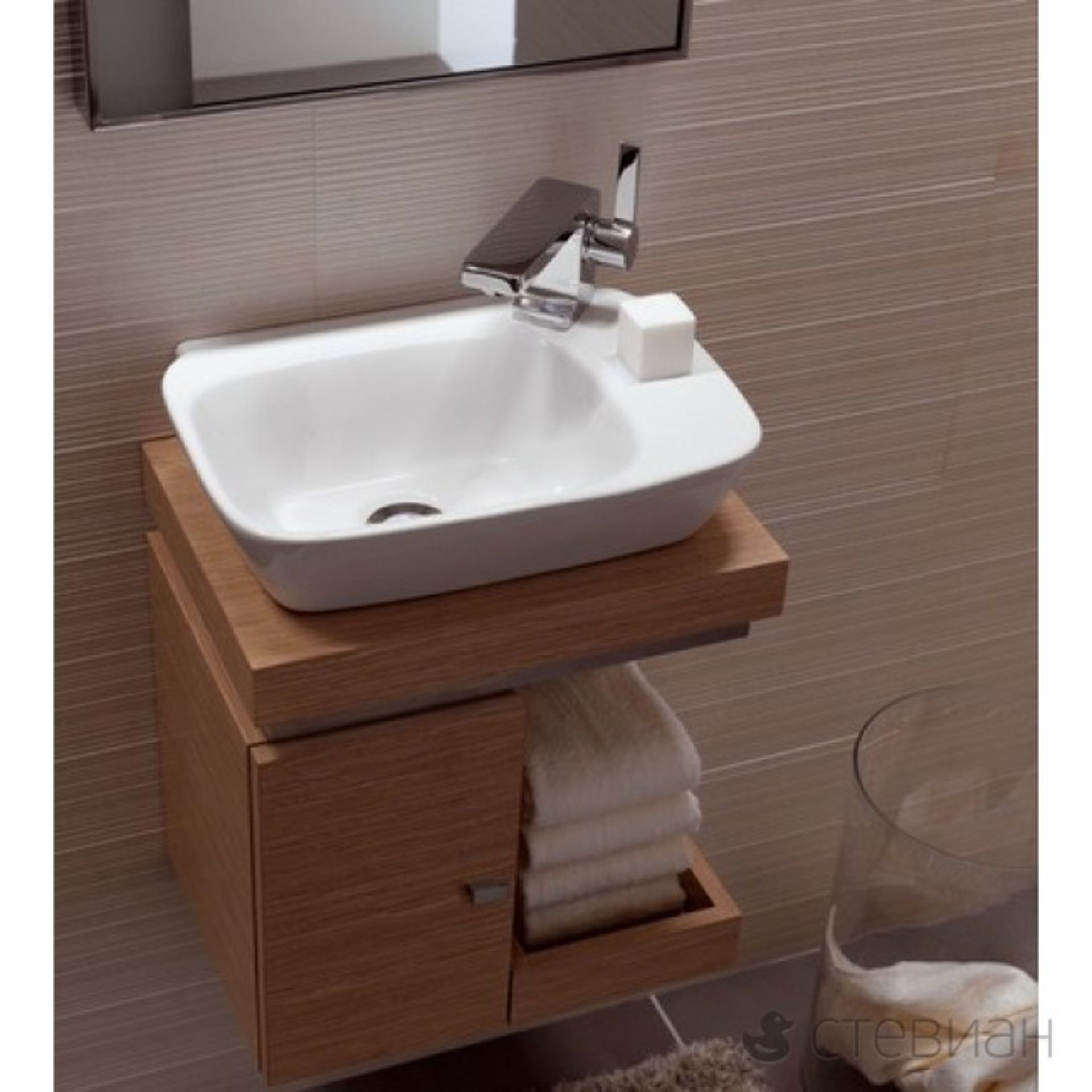 Keramag Silk Oak Hand rinse Basin Vanity Unit with Storage. RRP £1,099.99.816440.Comes comple... - Image 2 of 3