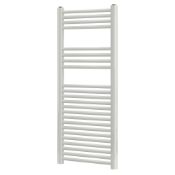 (QW117) 1200x450mm White Heated Towel Radiator. RRP £189.99. Made from low carbon steel FinishedWith