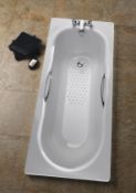 (HM143) 1700mm Twyford Single Ended Bathtub. RRP £429.99.No tap hole, Slip resist. The white...