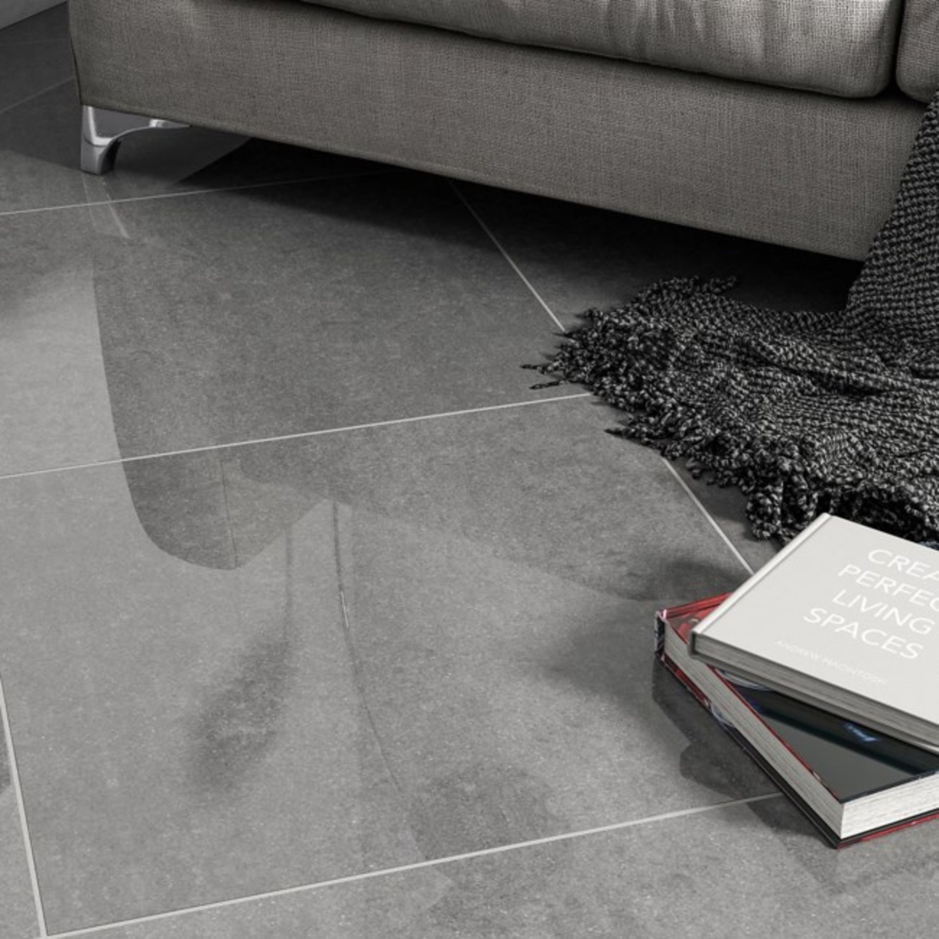 5.4m2 x Anthracite Luxury Glazed Porcelain Floor tile. 600x600x9.2mm. RRP £70 per Sq Meter. Th...