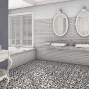 7.70m2 Retro Grey/White Porcelain Wall and Floor Tiles. Please see further pictures for actual ...