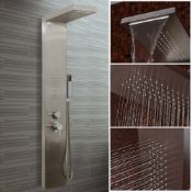 (HM10) Chrome Modern Bathroom Shower Column Tower Panel System With Hand held Massage Jets. RRP...