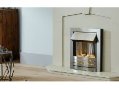 (RC23) Adam Helios Electric Fire in Brushed Steel. RRP £269.99. With its sleek brushed steel f...