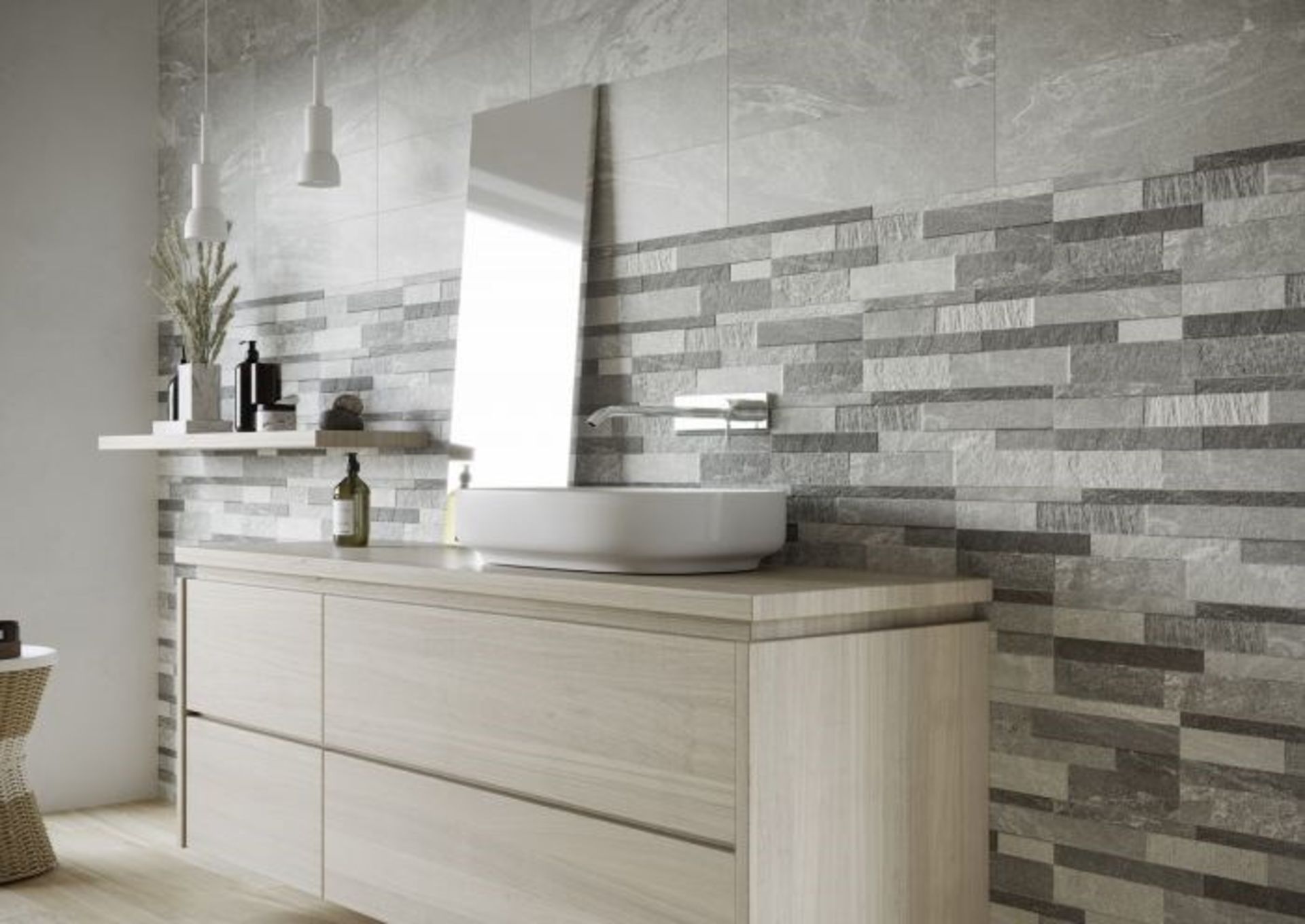 3.24m2 Grey Stone Effect Ceramic Tiles for Internal Walls.9mm thick, 30x60cm per tile.Works per... - Image 2 of 4