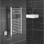 (HM96) 700x400mm Flat Electric Towel Radiator Chrome. RRP £189.99. Electrical installation onl...