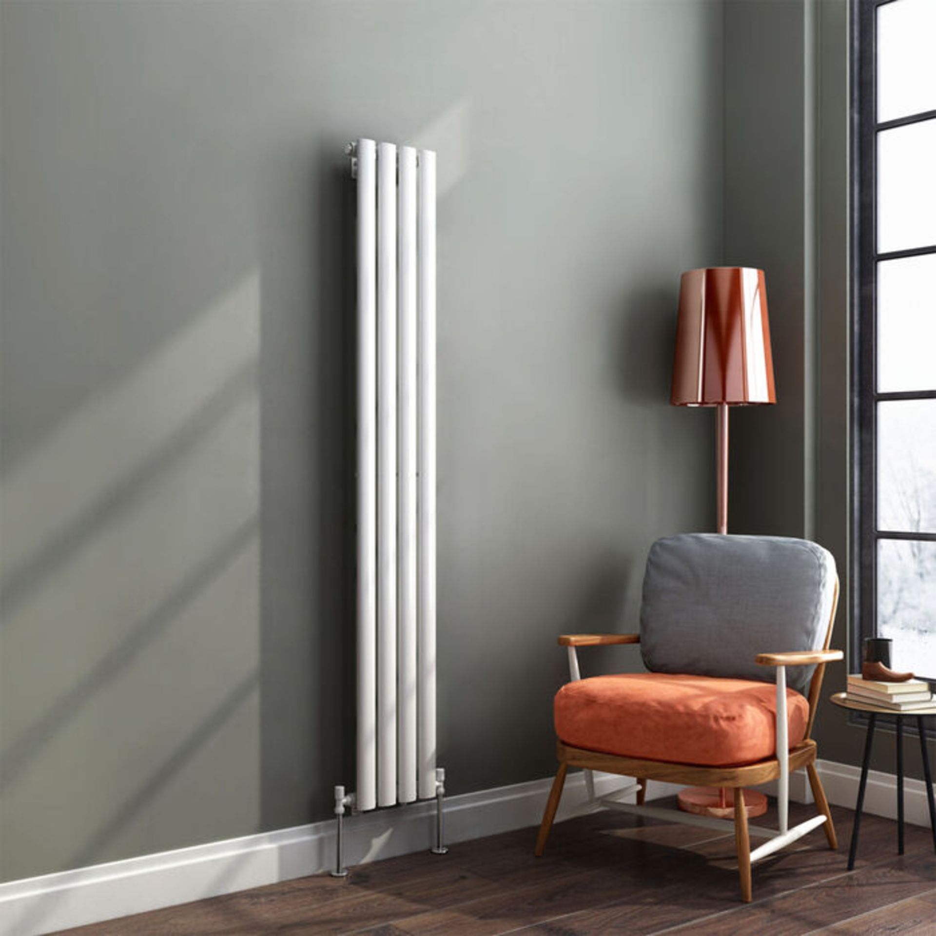 1600x240mm Gloss White Single Oval Tube Vertical Radiator. RRP £274.97. Made from high quality... - Image 2 of 4