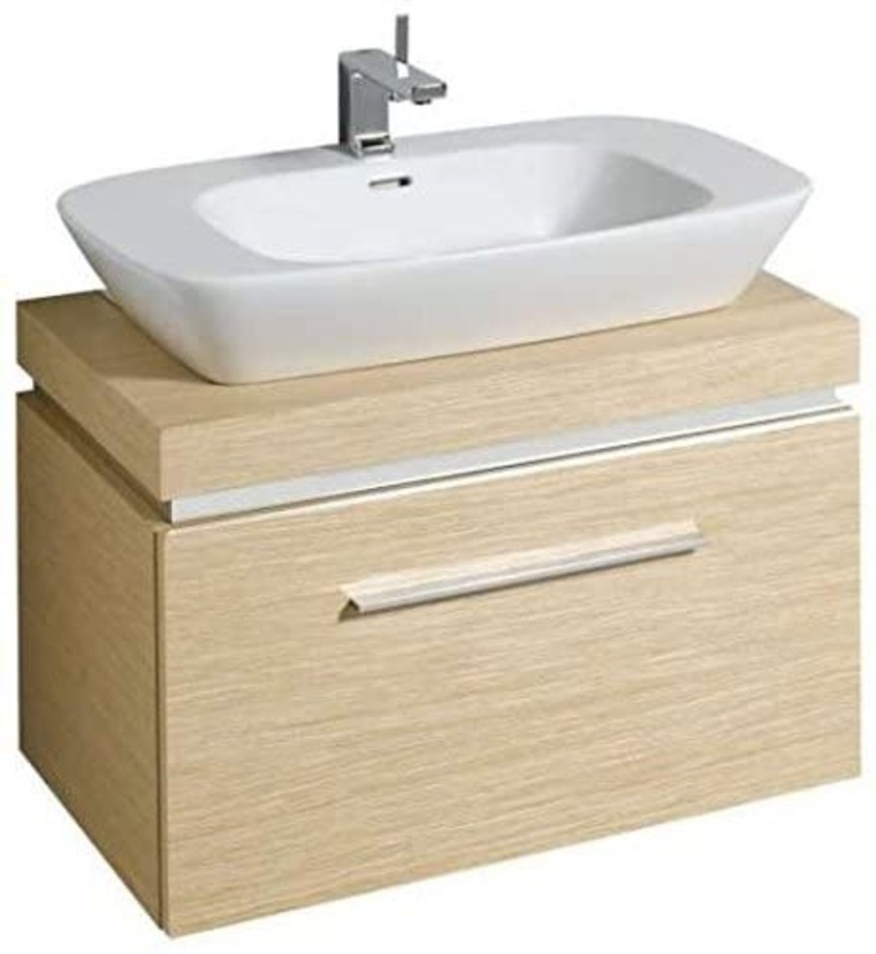 (DE29) Keramag 800mm Oak White Vanity Unit.RRP £1,185.99.Comes complete with basin. The Silk ...